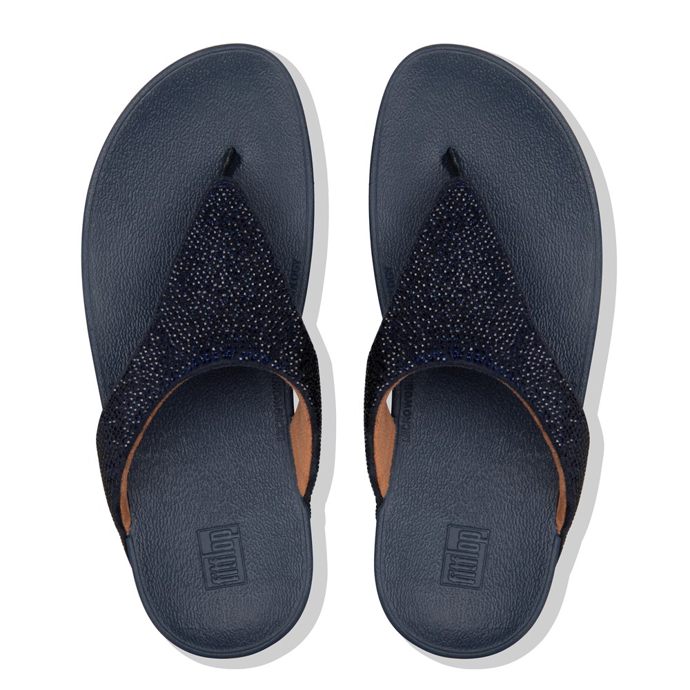 Fitflop Womens Sandals Navy - Lottie Shimmercrystal Toe-post - FU3160794